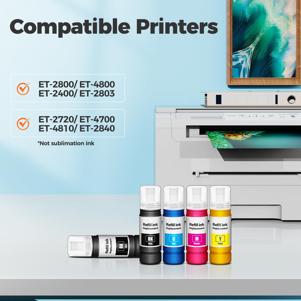 Compatible for EPT522 Ink Refill Bottles ET-2800 ET-2400 ET-4800 Replacement for