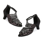 Inboopark Latin Ballroom Shoes for Women Sparkly Dance Wedding Sandals B611 Black 2.5" Heel US 7.5