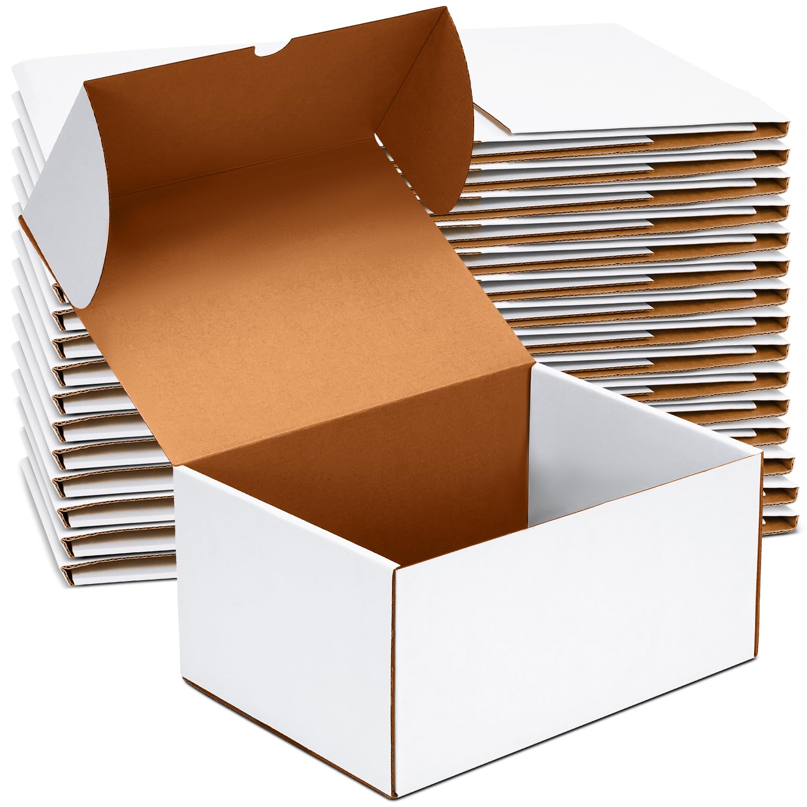JOWLOT 12x9x6 inch Shipping Boxes Set of 15, White Corrugated Cardboard Box