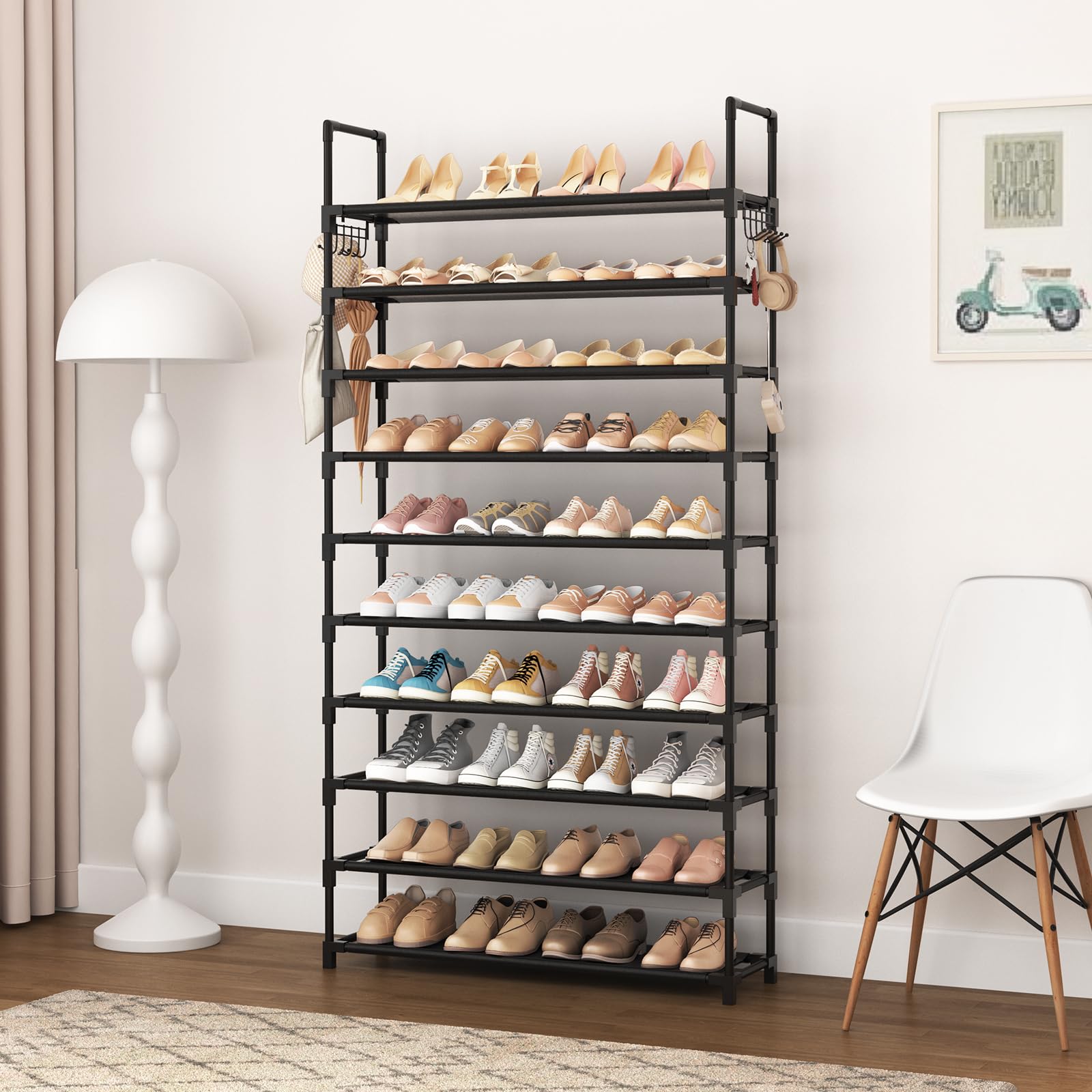 VTRIN 10 Tier Shoe Rack Large Capacity Metal Shoe Organizer for Closet Entryway