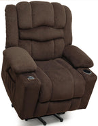 HOMYHOMEY Power Lift Recliner Chair for Living Room Elderly with Massage Recliners Footrest Cup Holder Oversized Electric Heated Reclining Single Sofa Chairs Storage (Brown)