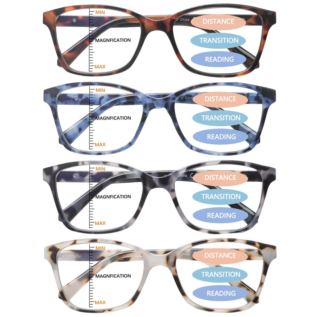 STASTEND 4 Pack Progressive Multifocus Reading Glasses for Women Men Spring