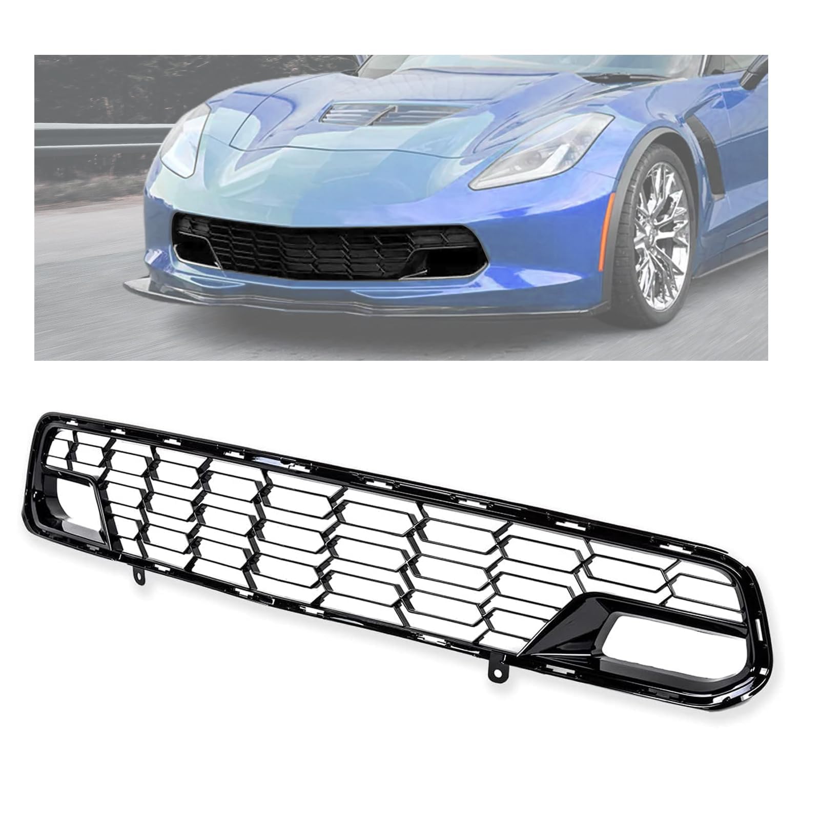 Chevrolet Corvette C7 Front Lower Bumper Grille Z06 Style Gloss Black 2014-2019
