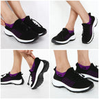 STUNAHOME Orthopedic Sneakers Breathable Women Walking Shoes Slip on Trainers Women's Comfortable Casual Ladies Athletic Shoe Thick Bottom Black-Purple