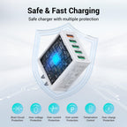 50W USB Wall Charger Block,2Pack 5-Port Charger Fast Charging Block QC 3.0