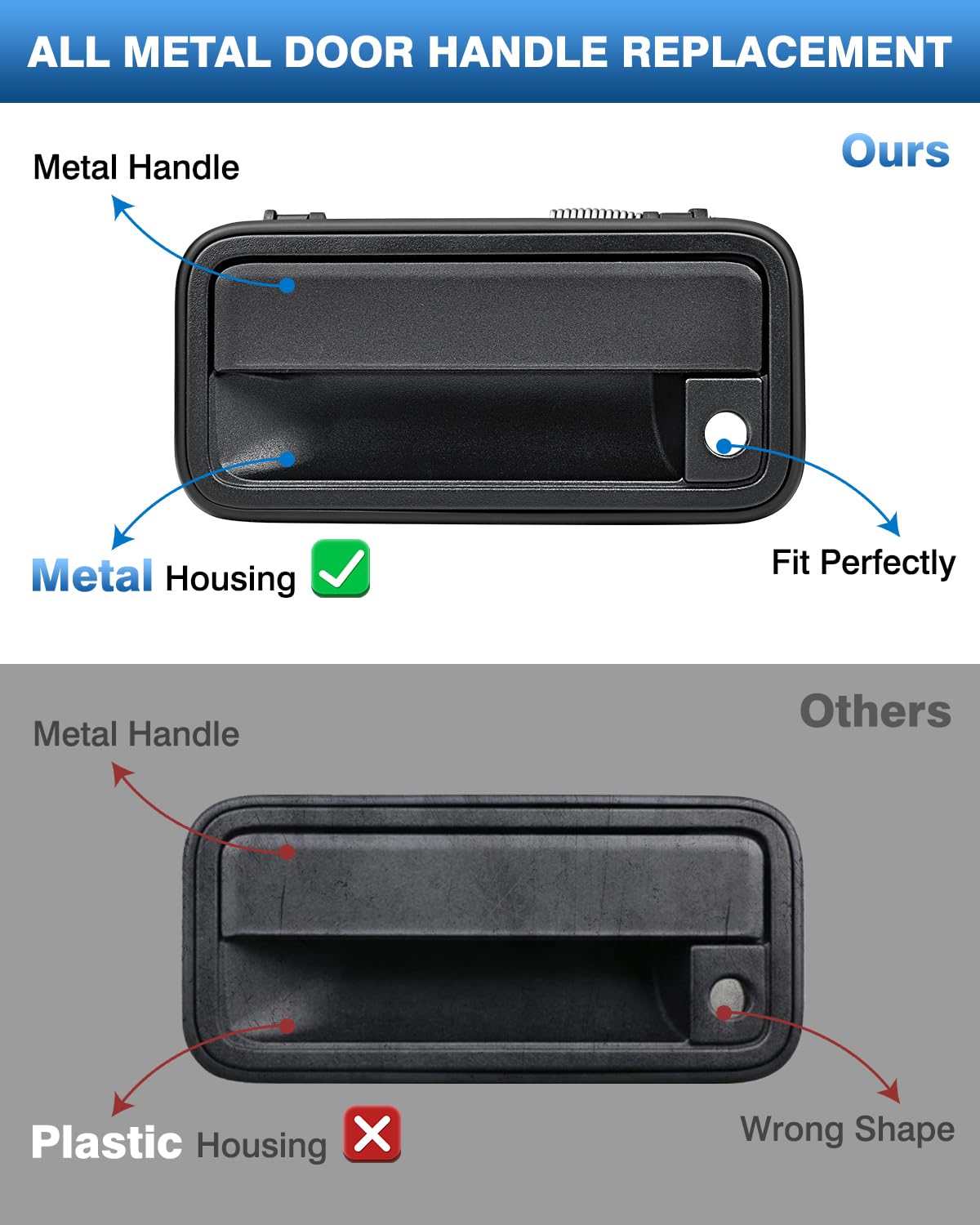 TOP-MAX All Metal Exterior Door Handle Front Replacement for 1995-2000 Chevrolet Chevy Tahoe Suburban C1500 C2500 C3500 K1500 K2500 K3500 GMC Yukon Replaces OE 15742229 15742230