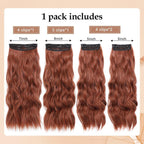 Clip in Hair Extensions 4 PCS 20 Inch Auburn Long Wavy Hair Extensions, Natural