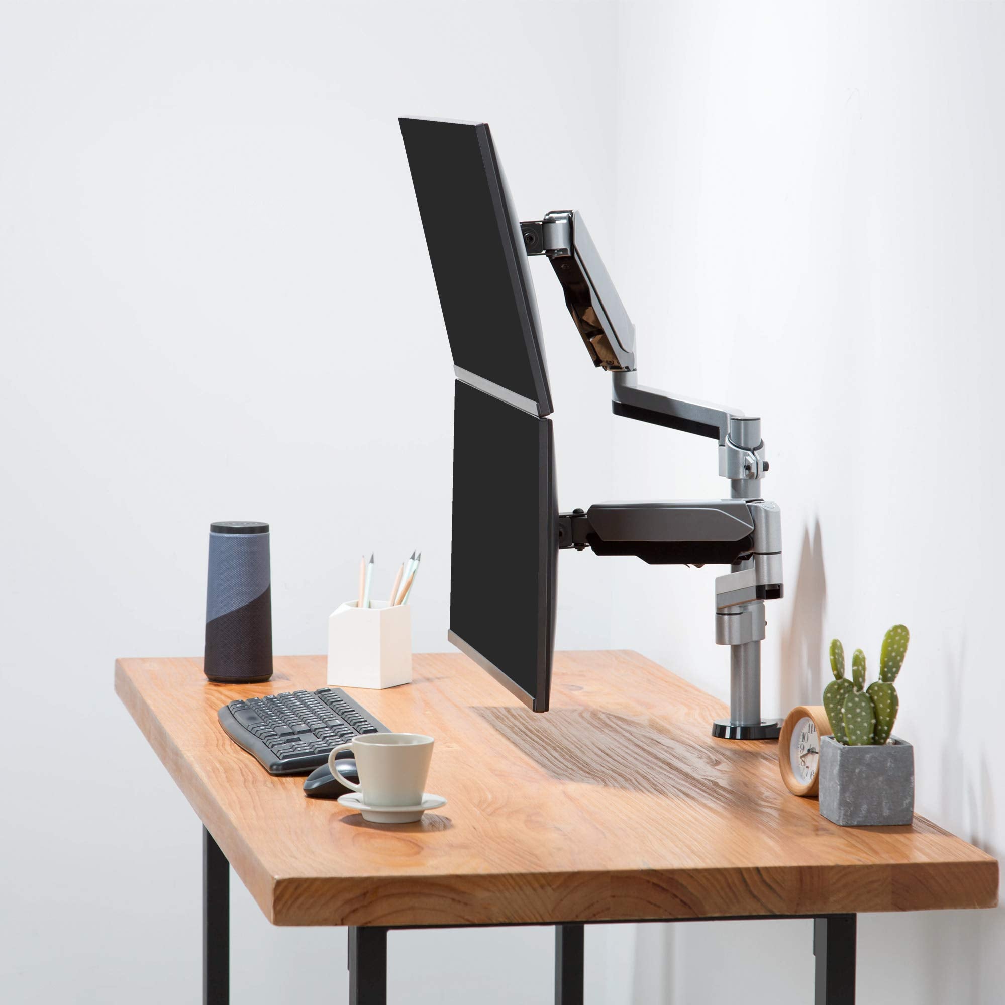 AVLT Dual Stacked Monitor Arm 13–27 inch Full Motion VESA Desk Mount Clamp