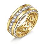 LOIPURI Men's Wedding Band 14K Gold Plated Wedding Ring with 3 Row Classic