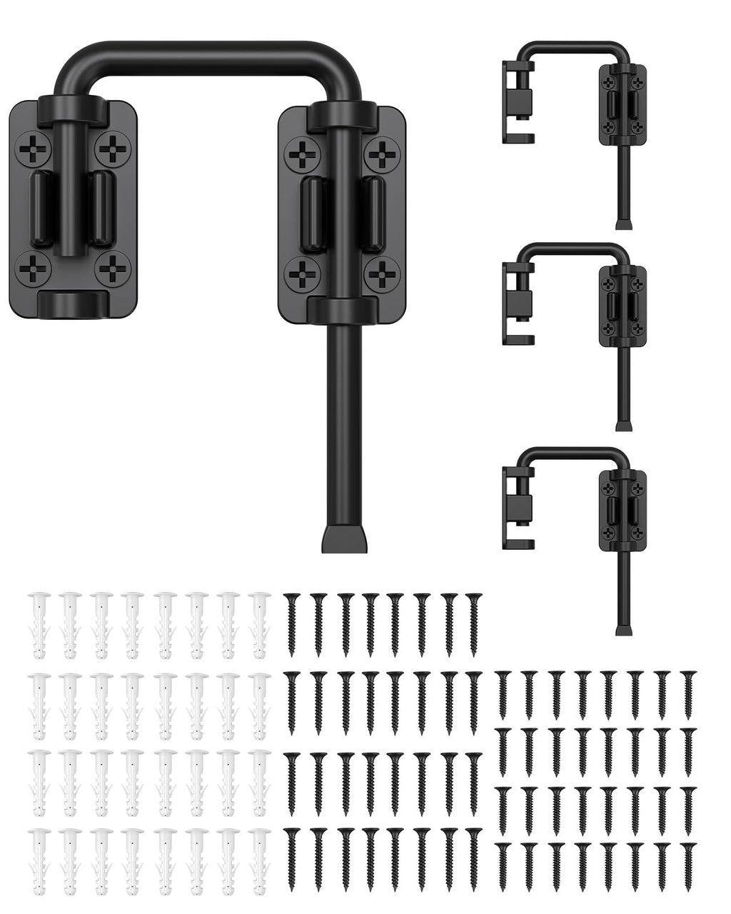 4 psc MeBantoo 2.36 Inch U Patio Sliding Door Loop Lock Latch - Stainless Steel