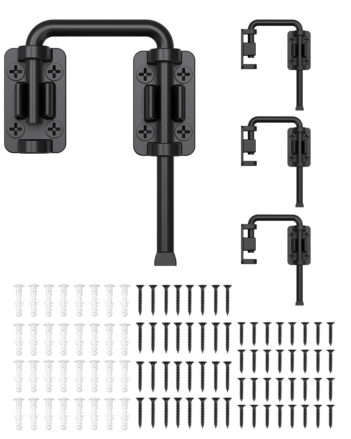4 psc MeBantoo 2.36 Inch U Patio Sliding Door Loop Lock Latch - Stainless Steel