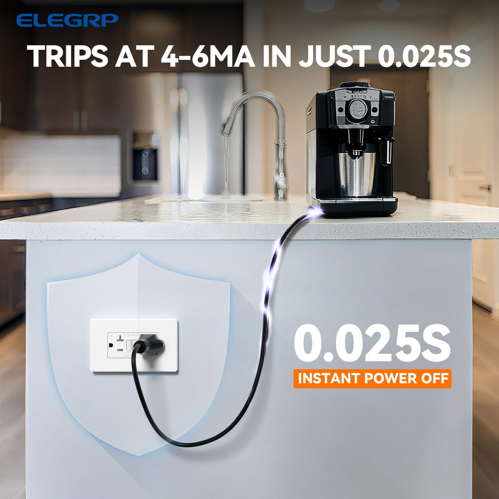 ELEGRP GFCI Outlet 20 Amp, Self-Test GFI Electrical Outlet with Thinner Design,