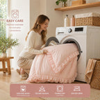 JANZAA Blush Pink Comforter Set Queen – Soft Microfiber, Lightweight All Season
