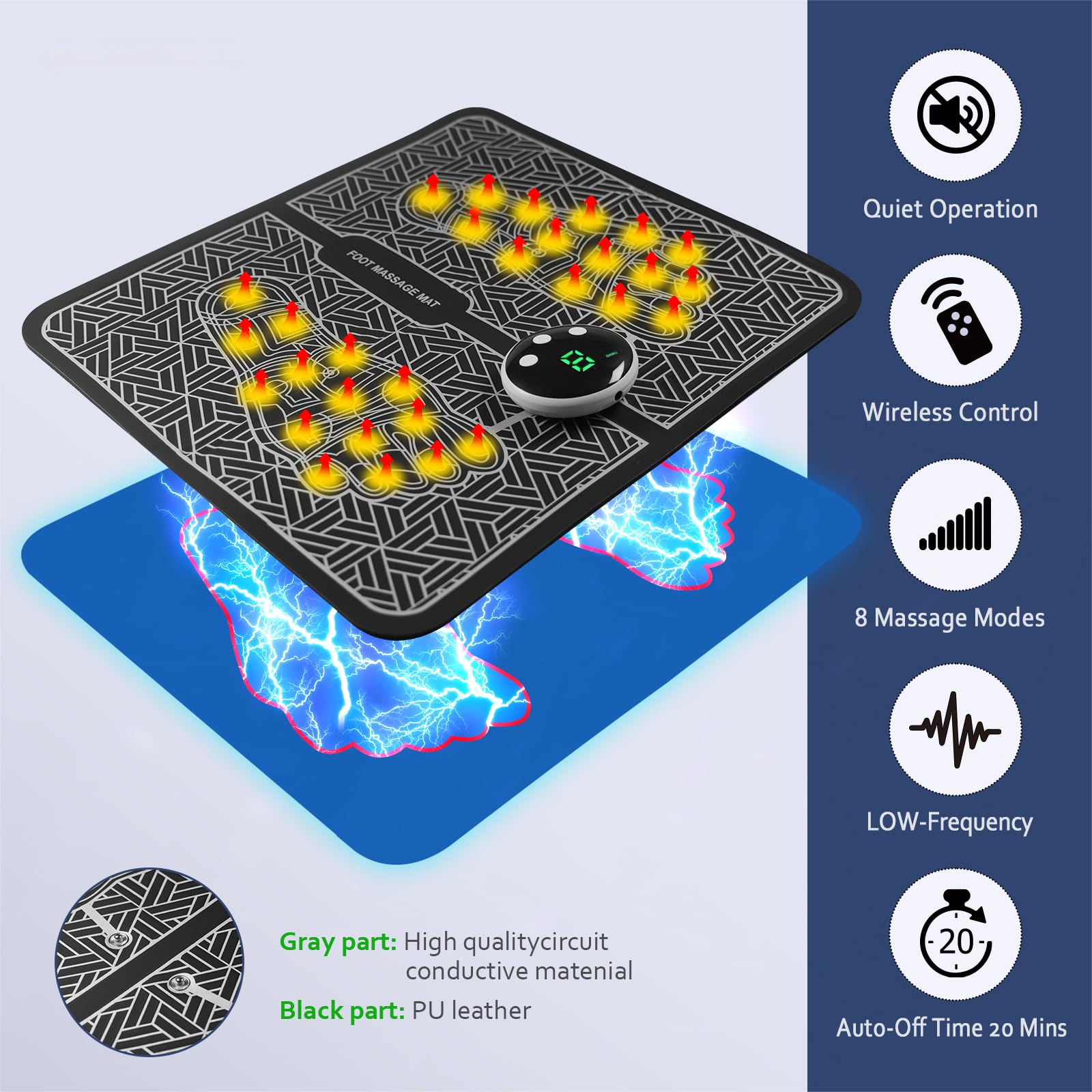 Phixnozar EMS Foot Massager Nerve Stimulator LCD Back Leg Muscle Relaxation