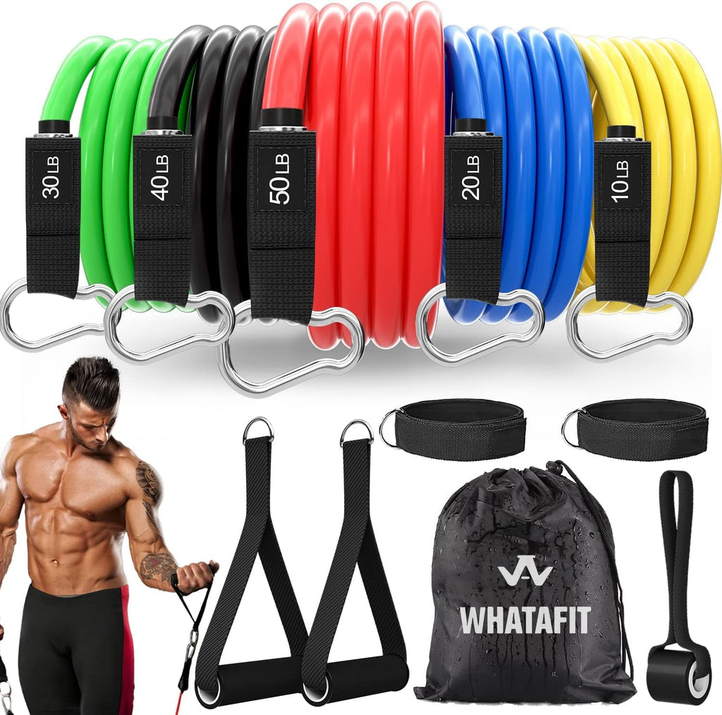 WHATAFIT Resistance Bands,Exercise Bands,Workout Bands with Handles,Door Anchor