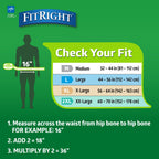 60 count FitRight Extra+ Adult Diapers, Disposable Incontinence Briefs,