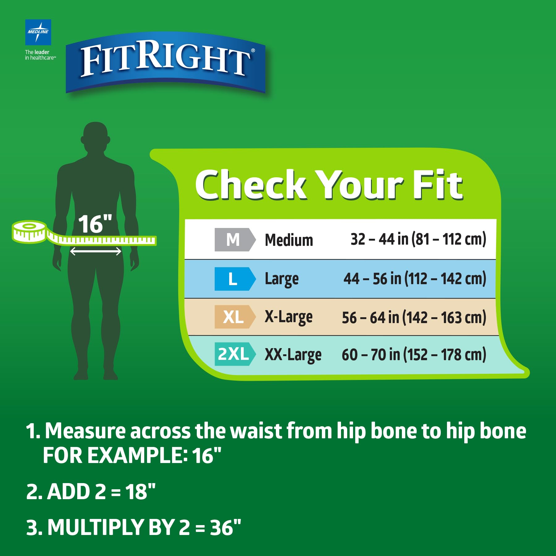 60 count FitRight Extra+ Adult Diapers, Disposable Incontinence Briefs,