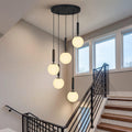 5 Light Black Globe Pendant Light Mid Century Modern Milk Glass Kitchen Island
