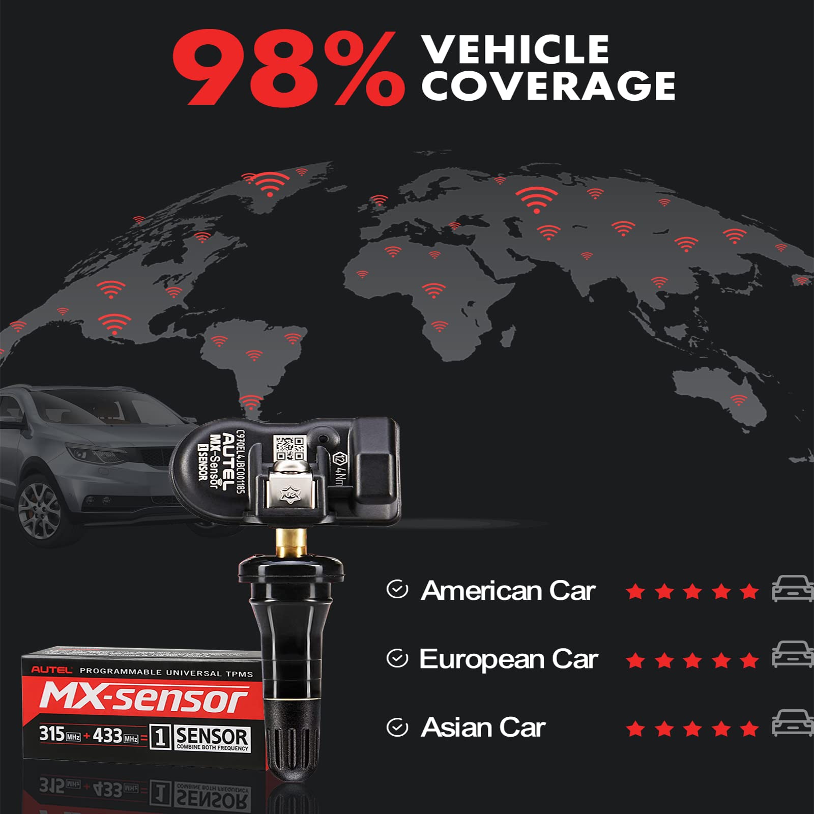 Autel TPMS Sensor MX-Sensor 315MHz+433MHz 2in1 TPS218 Tire Sensor Tire Pressure
