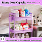 SUNALLY 4 Tier Rolling Cart Organizer w/ Drawer Storage Cart Purple Wheels