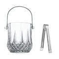 Glass Ice Bucket with Handle & Tongs 37oz Clear Crystal Champagne Cocktail