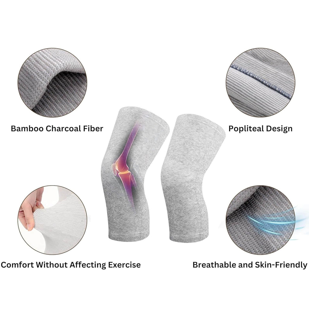 SIOEPUEO Bamboo Knee Sleeve for Knee Pain - One Pair Compression Bamboo Knee