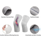 SIOEPUEO Bamboo Knee Sleeve for Knee Pain - One Pair Compression Bamboo Knee