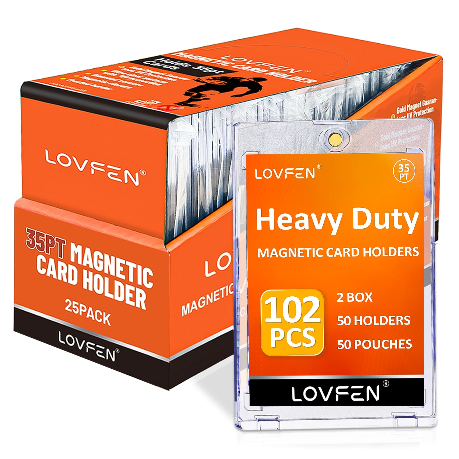 50ct Thick Magnetic Card Holders for Trading Cards, 35pt Heavy-Duty Hard Cards