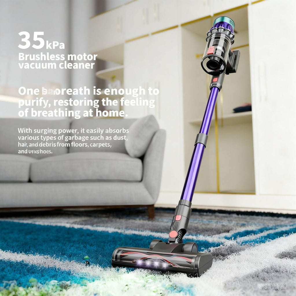 Cordless Vacuum Cleaner 550W 35KPa Stick Vacuum 50Min Runtime Pet Hair Carpet