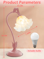 Flower Table Lamp LED Bedside Night Light 3 Color Modes Pink Kawaii Decor