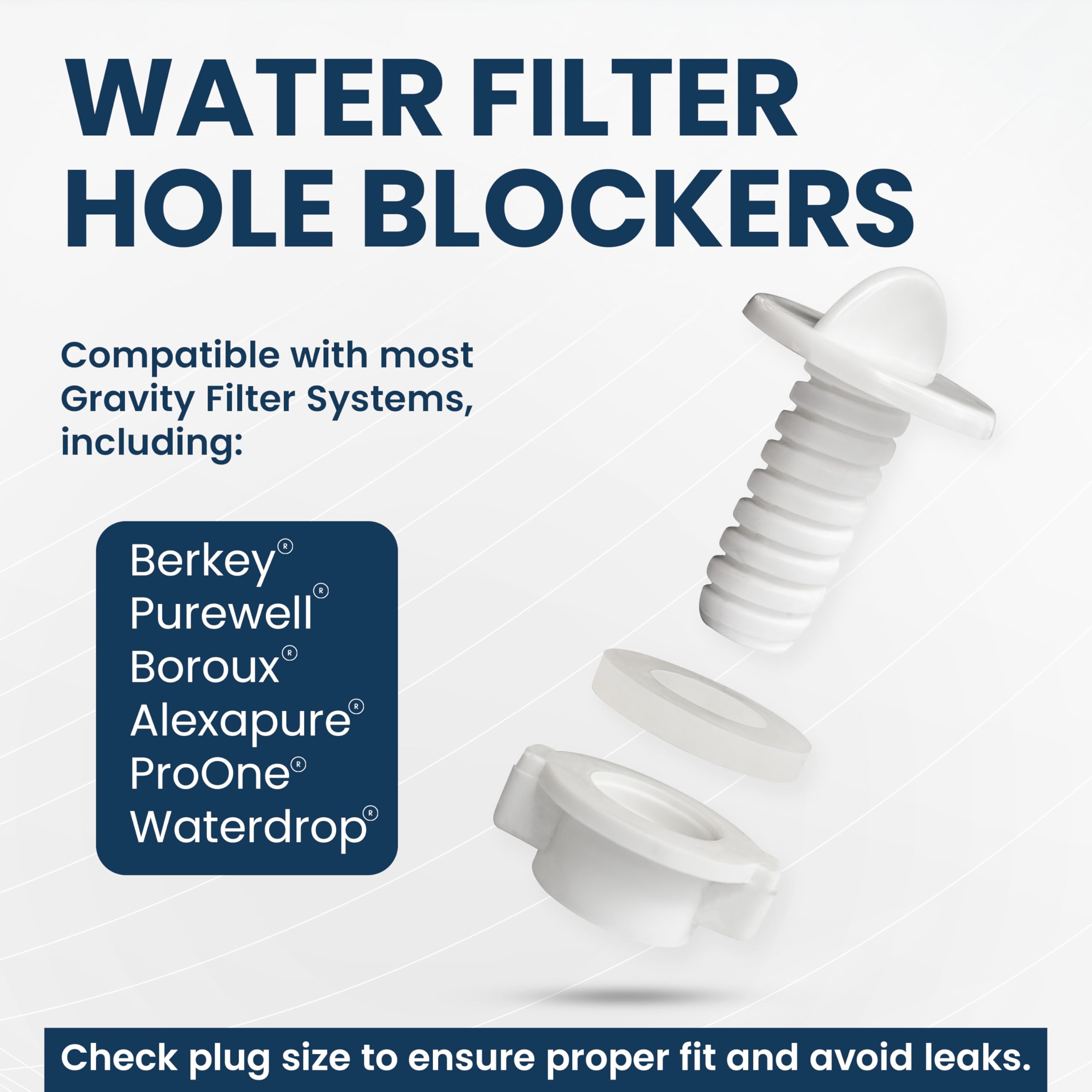 PHOENIX GRAVITY Polypropylene Hole Blockers for All Gravity-Fed Water Filtration Systems - PP Plugs Compatible with Berkey, Waterdrop, Purewell, and Other Countertop Water Filter Systems