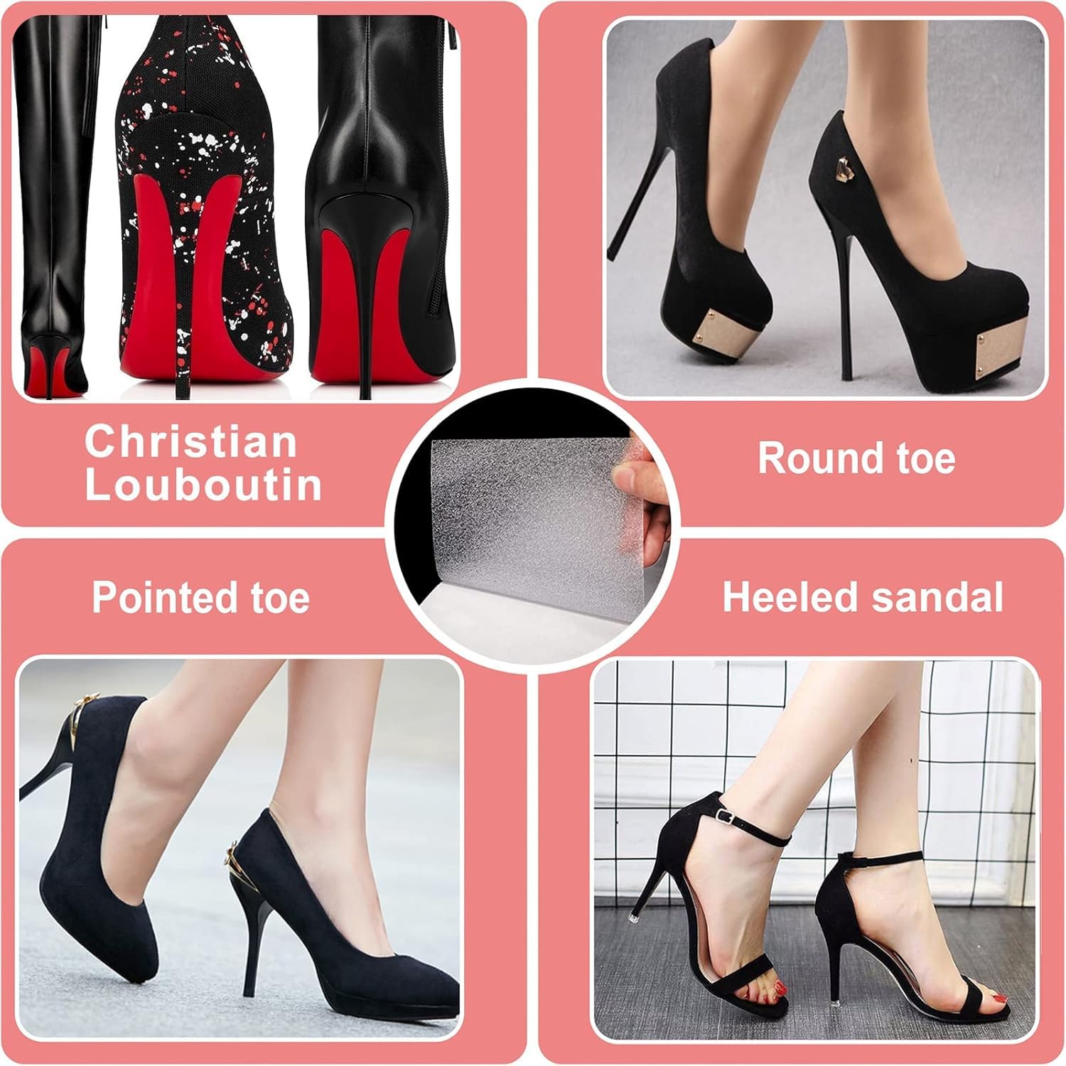 8 Pack Red Bottom Sole Protector Anti-Slip High Heel Shoe Sticker for Louboutin