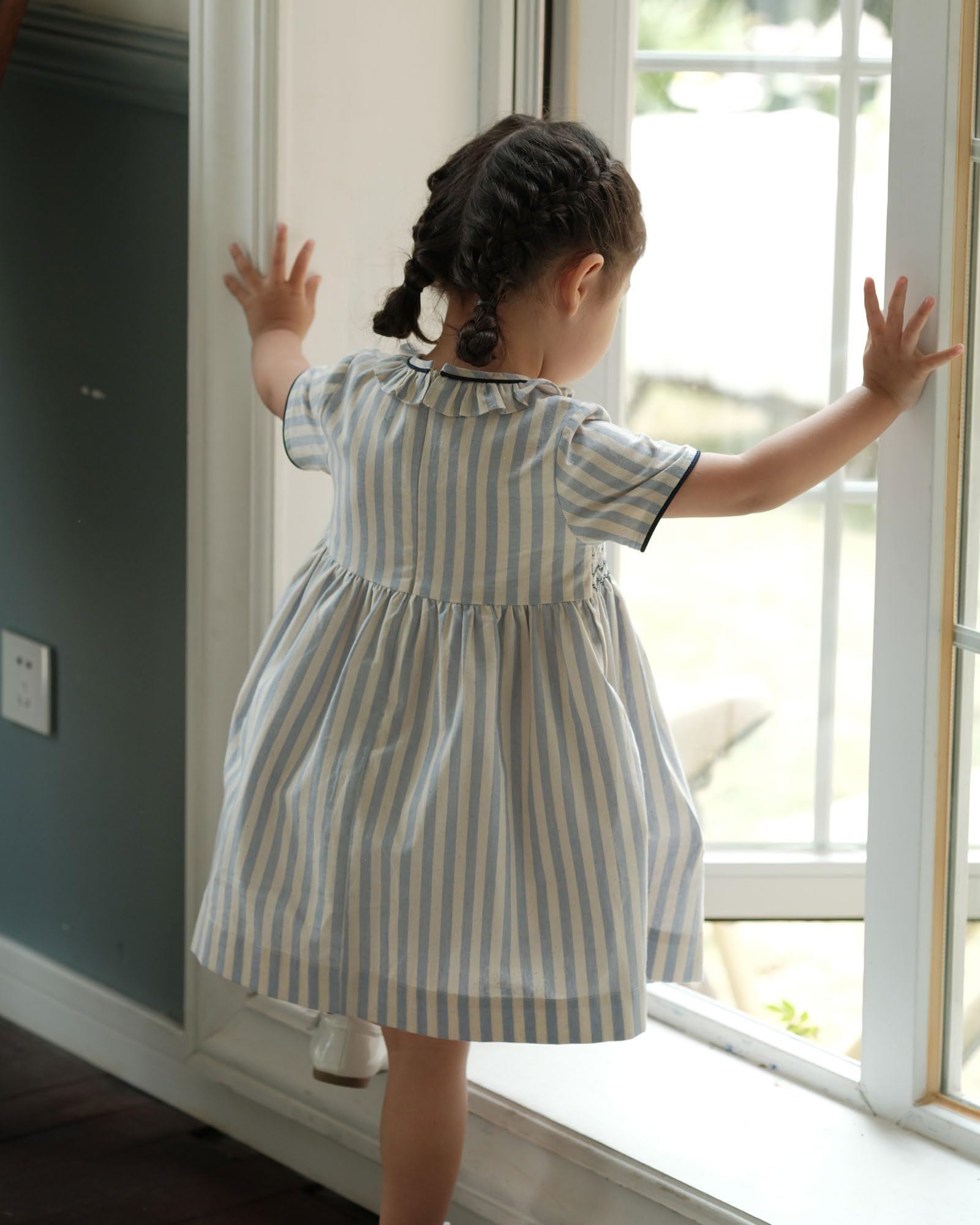 Baby Girls Short Sleeve Smocking Clothing Toddler Summer Floral Smocked Dress