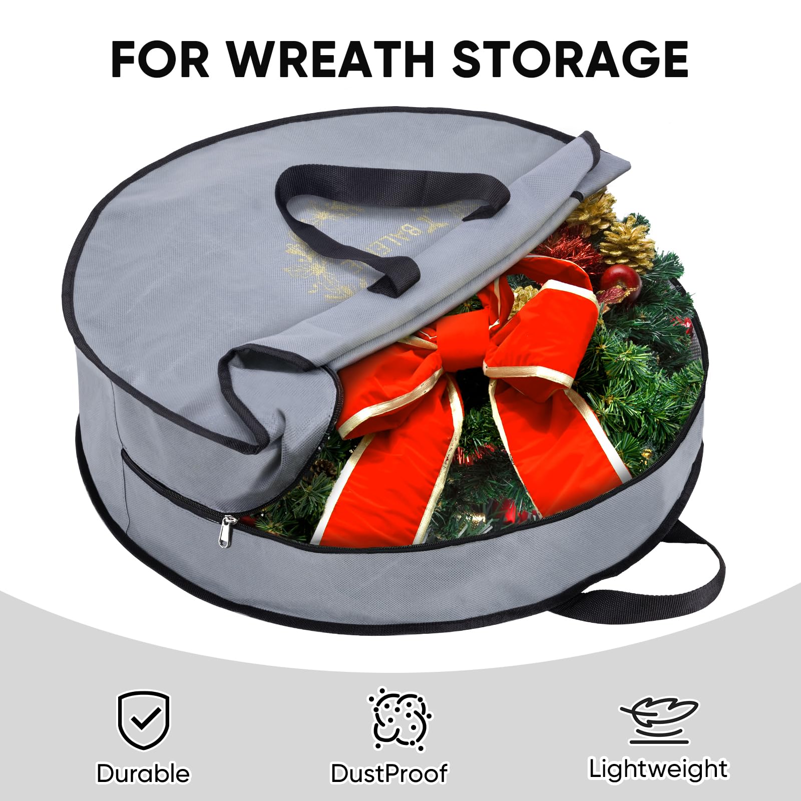 BALEINE 2 Pack Christmas Wreath Storage Bags 30x8 Reinforced with Handles