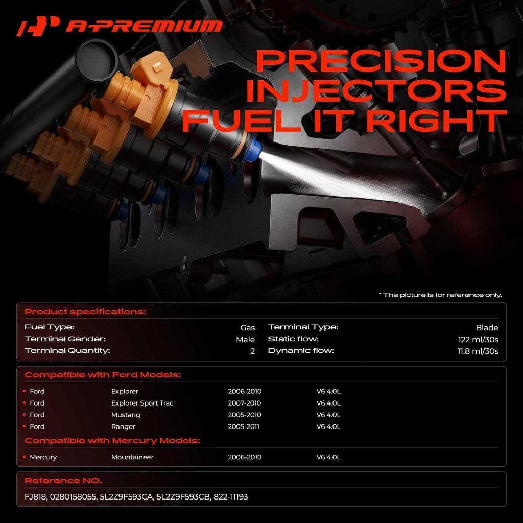 A-Premium 6x Fuel Injectors Ford Mercury