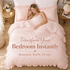 JANZAA Blush Pink Comforter Set Queen – Soft Microfiber, Lightweight All Season