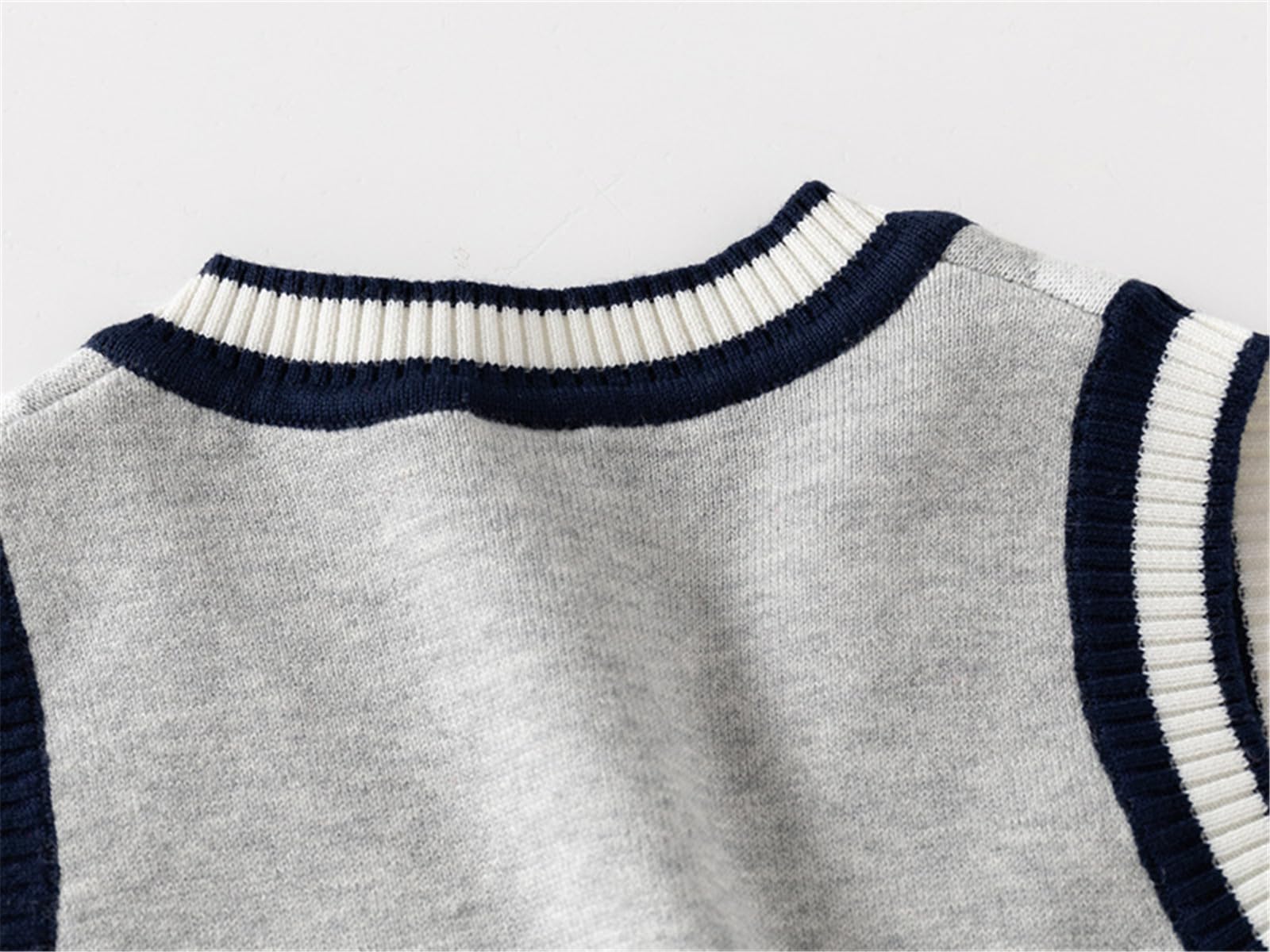 Baby Boys Toddler V-Neck Uniform Knit Plaid Thicken Students Sweater Vest Tank