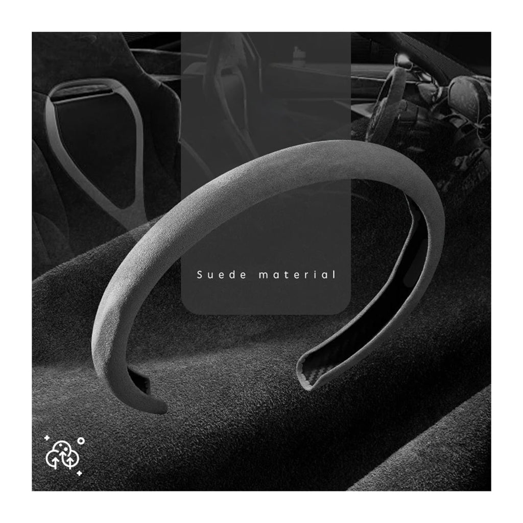 Suede Steering Wheel Cover 15 inch Tesla Model 3 Y S Ultra Thin Black Anti Slip