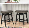 Erste!Bravo Grey Solid Wood Bar Stools Set of 2 for Kitchen Counter Height