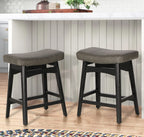 Erste!Bravo Grey Solid Wood Bar Stools Set of 2 for Kitchen Counter Height