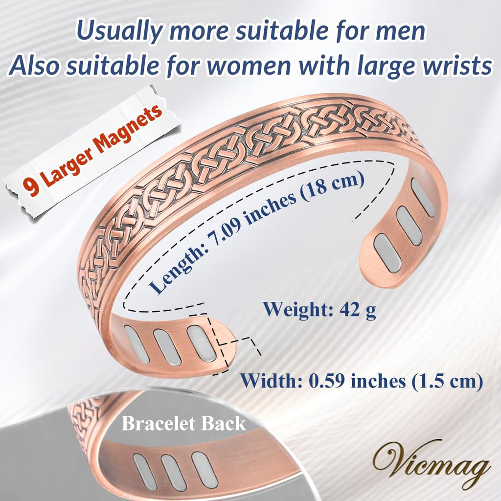 Vicmag Copper Bracelet for Men 9X Strength Magnetic Bracelet Men 99% Pure Copper