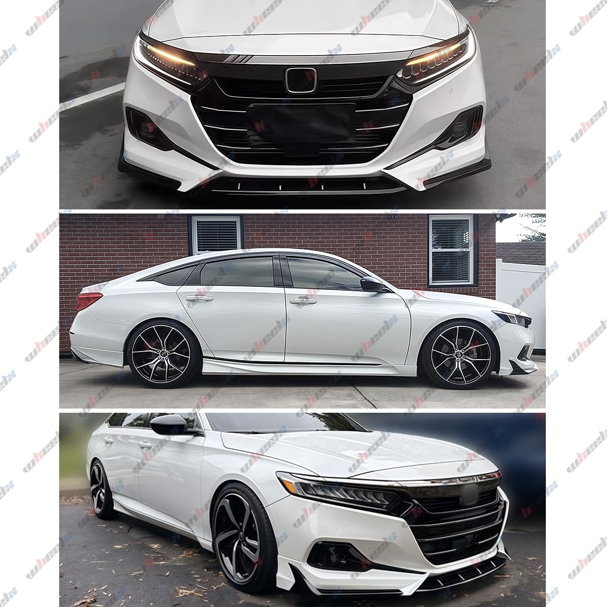 3PCS Front Lip Spoiler Splitter for Honda Accord 2021-2022 ACR Platinum White