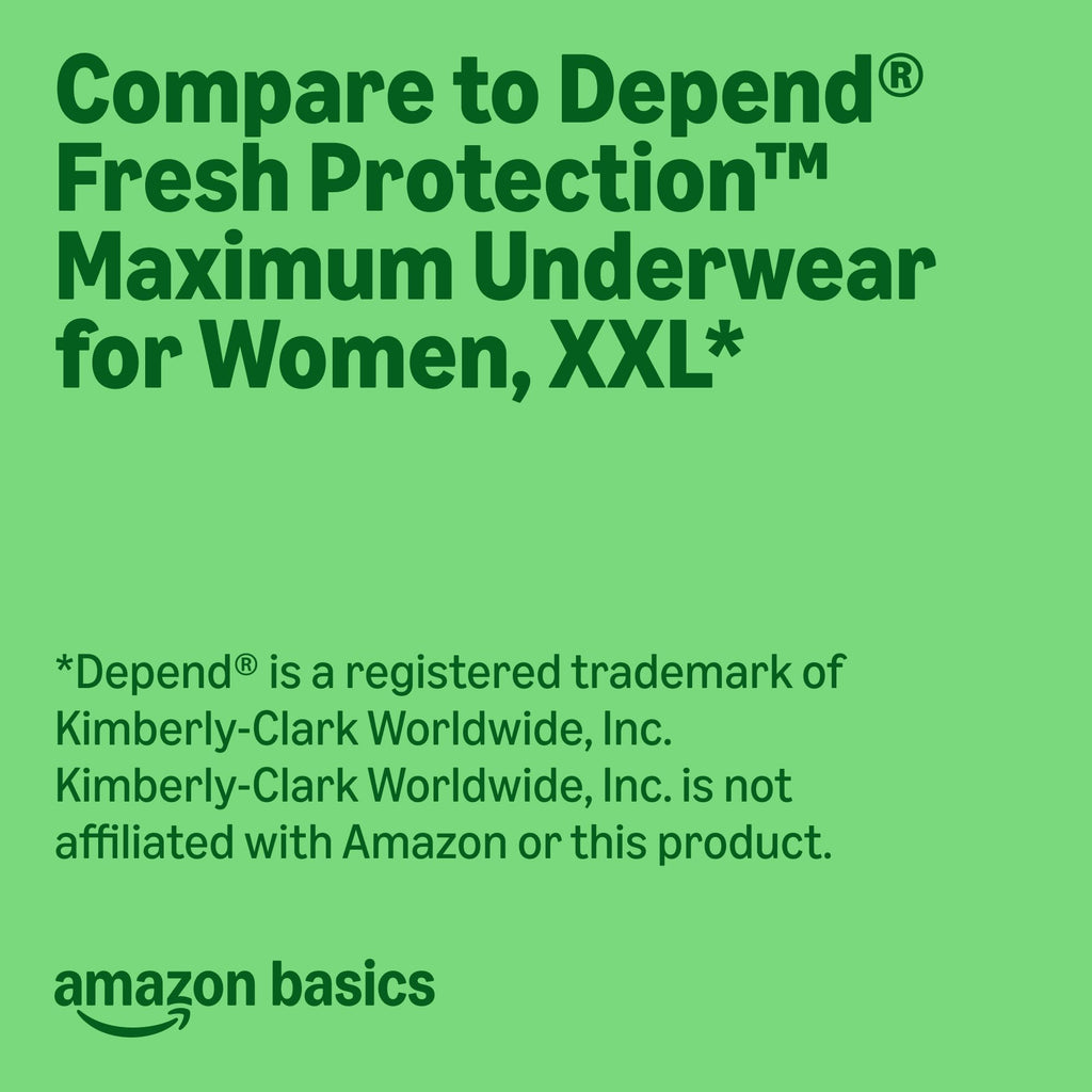 42 Count Amazon Basics Incontinence Underwear for Women, Protective, Disposable,