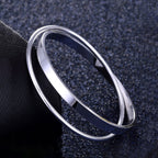 Merdia 990 Solid Sterling Silver Polished and Rough Twisted Bangle Bracelet for