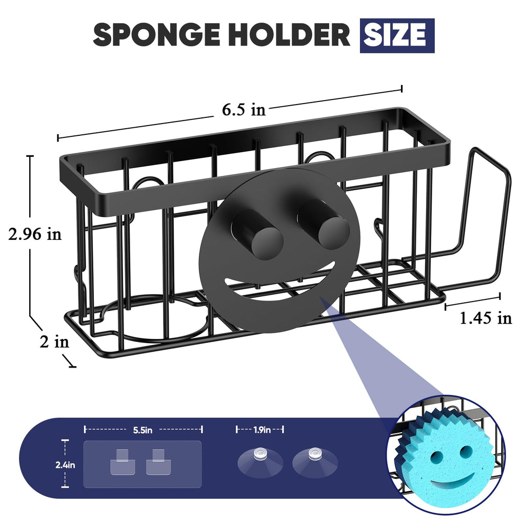 MURLONG Sponge Holder for Kitchen Sink,Sink Caddy Smiley Face,4-in-1 Sponge