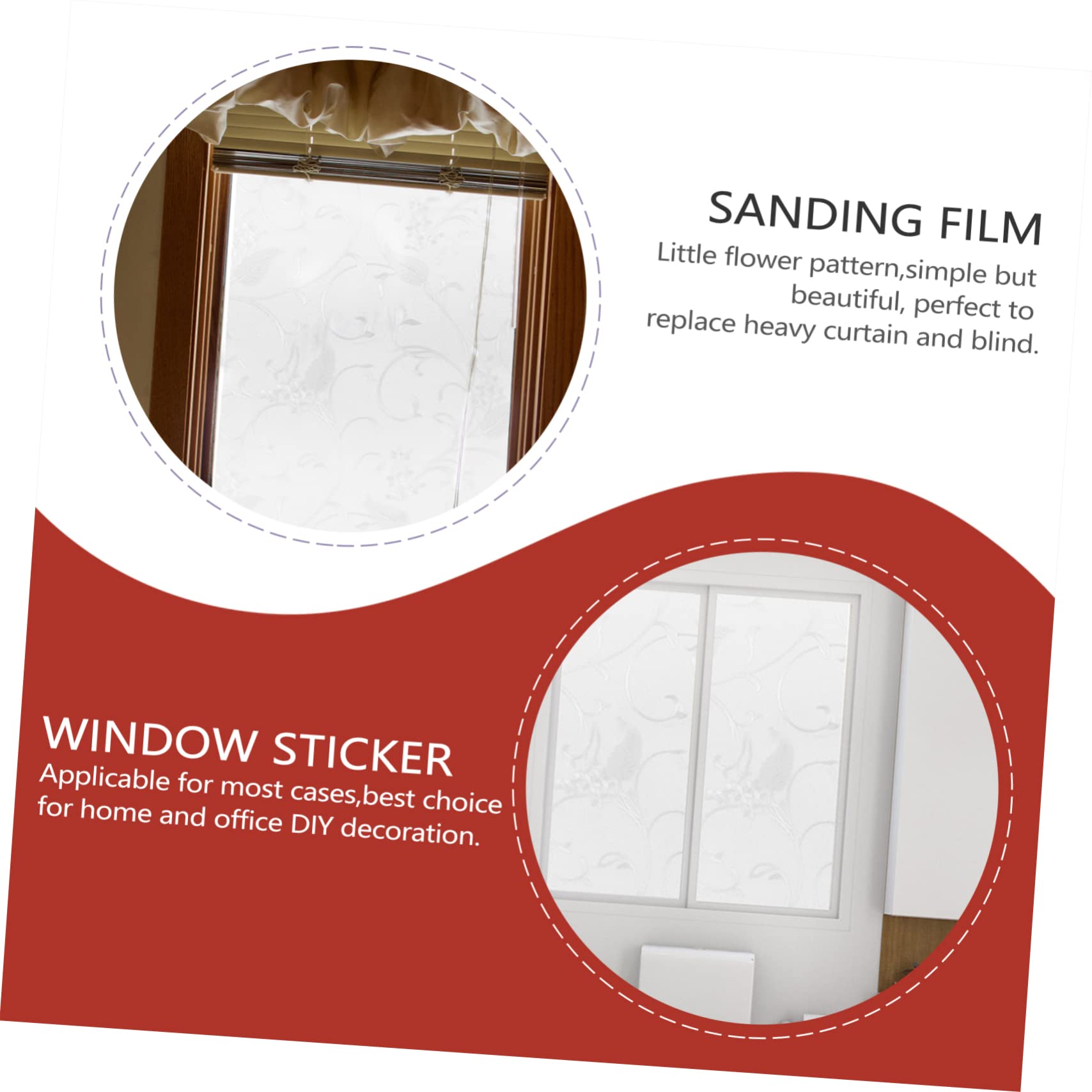OHPHCALL Window Privacy Film Heat Frosted Sticker Static Cling Glass Door Film