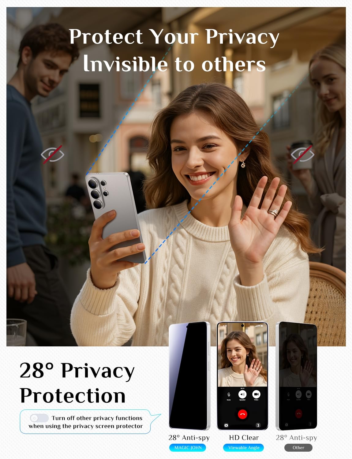 MAGIC JOHN for Samsung Galaxy S26 Ultra Privacy Screen Protector 6.9inch,