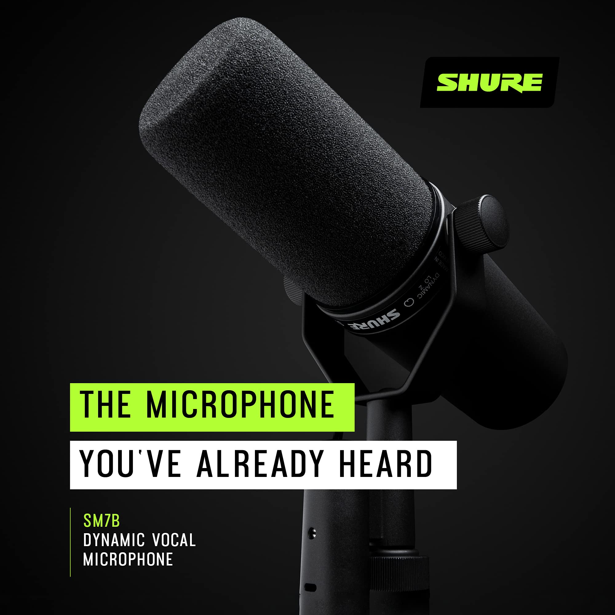 Shure SM7B Dynamic Studio Microphone - XLR Mic for Podcasting, Streaming, Vocal