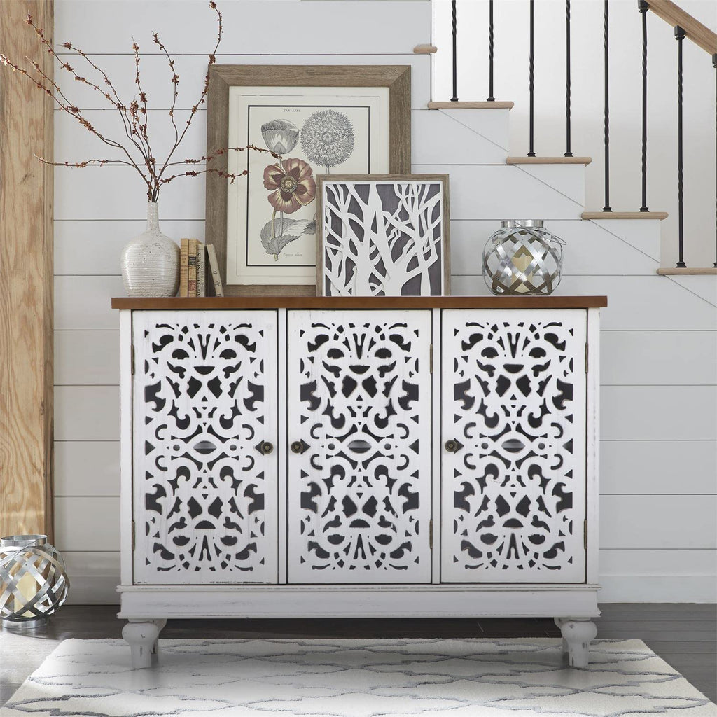 Sophia & William Sideboard and Buffet with Storage Cabinet 3-Door Hollow-Carved