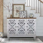 Sophia & William Sideboard and Buffet with Storage Cabinet 3-Door Hollow-Carved